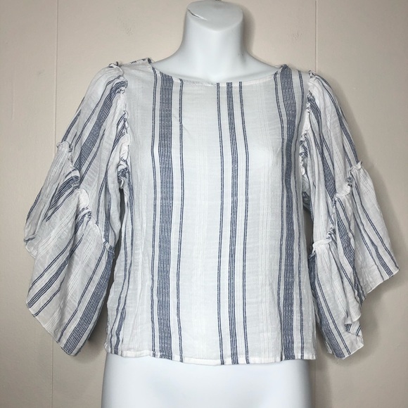 ❌SOLD❌ WILLOW & ROOT Striped Ruffle Cropped Top XS - Picture 3 of 8